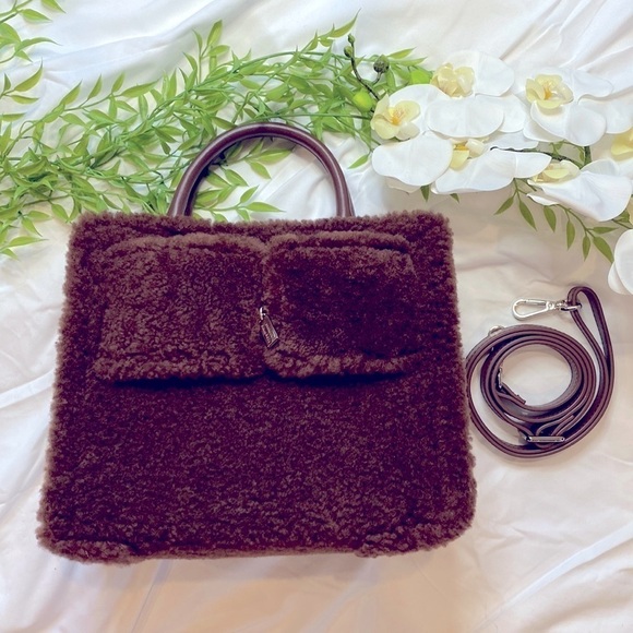 Brandon Blackwood Chocolate Brown Shearling Medium Keui Bag - Picture 1 of 17